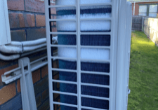 Frosting of the outside fins and coils on an outside air conditioner unit